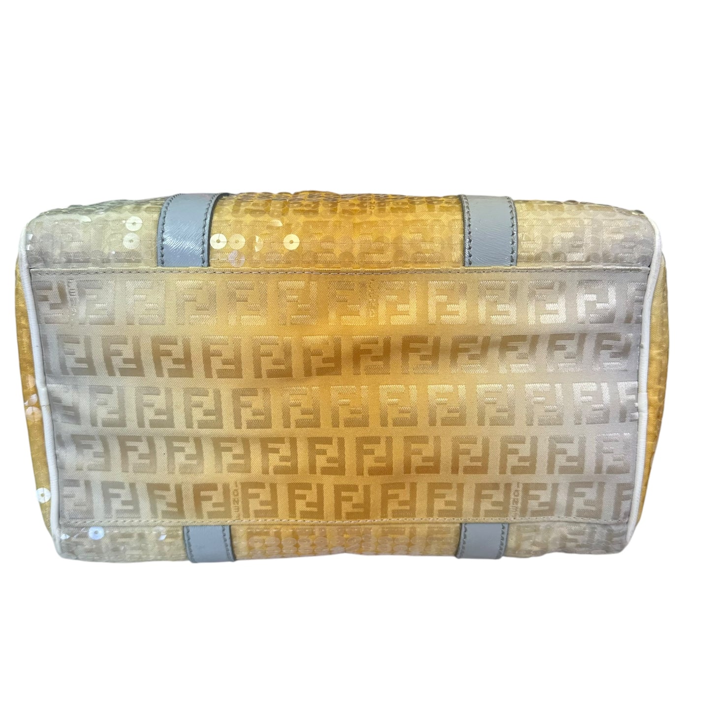 Fendi Zucchino Monogram Forever Sequin Small Leather Yellow Hombre Boston Purse
