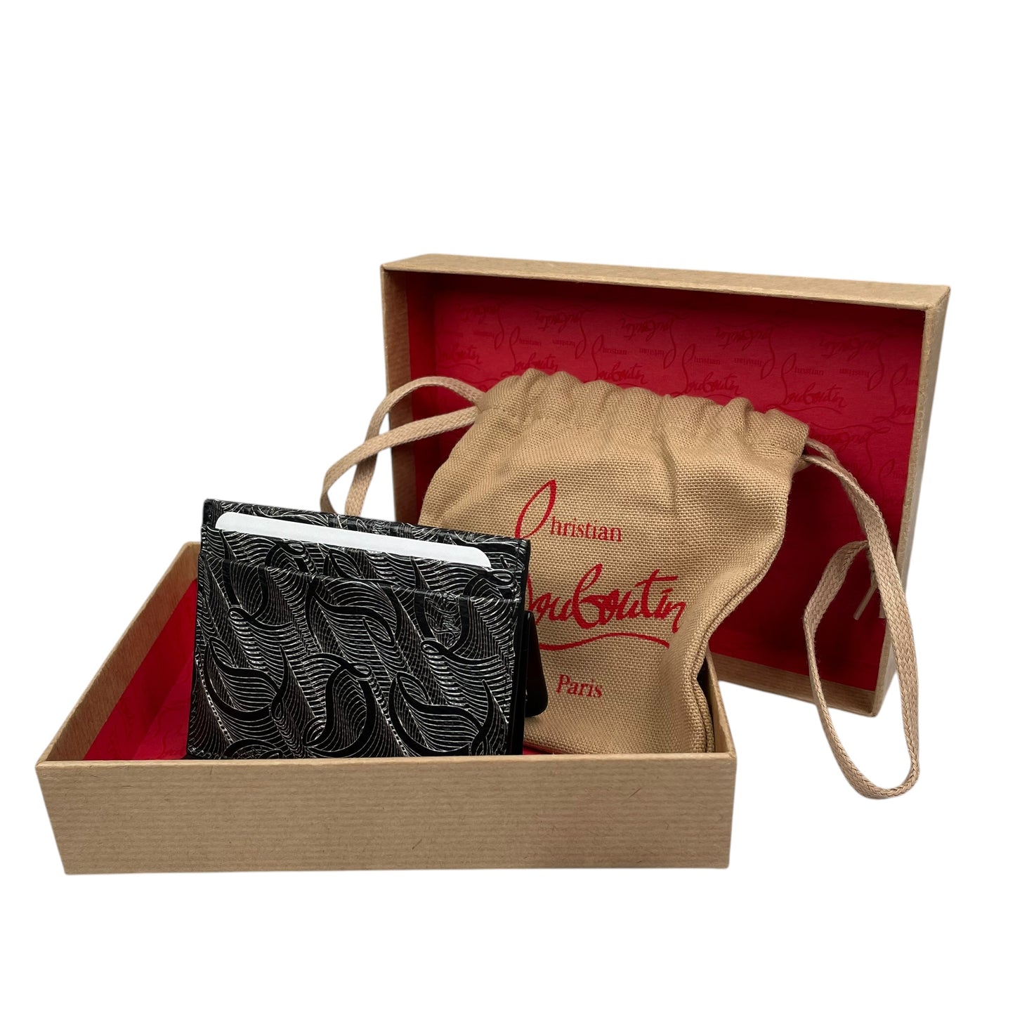 Christian Louboutin KIOS CL Signature Metallic Monogram Print Leather Card Case