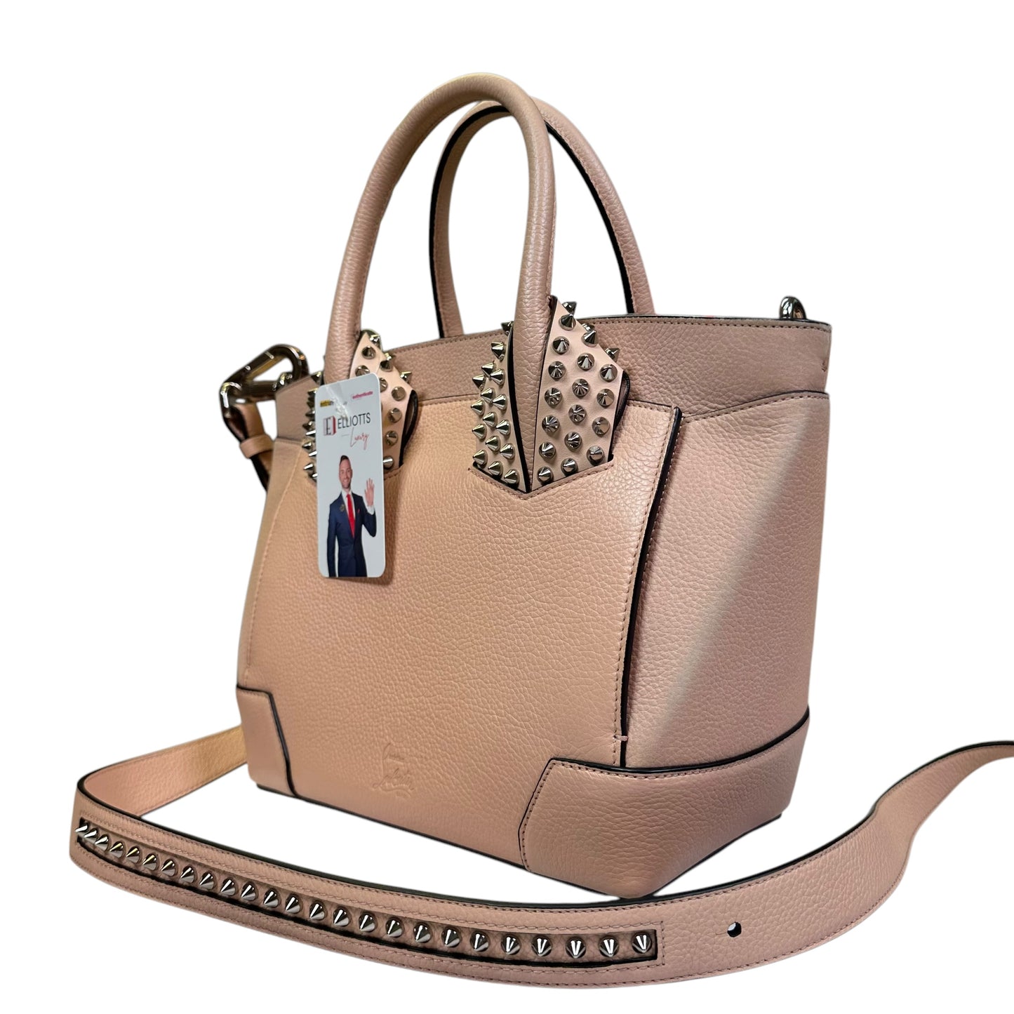 Christian Louboutin Studded Light Pink Handle Eloise Small 2 Way Shoulder Crossbody Purse