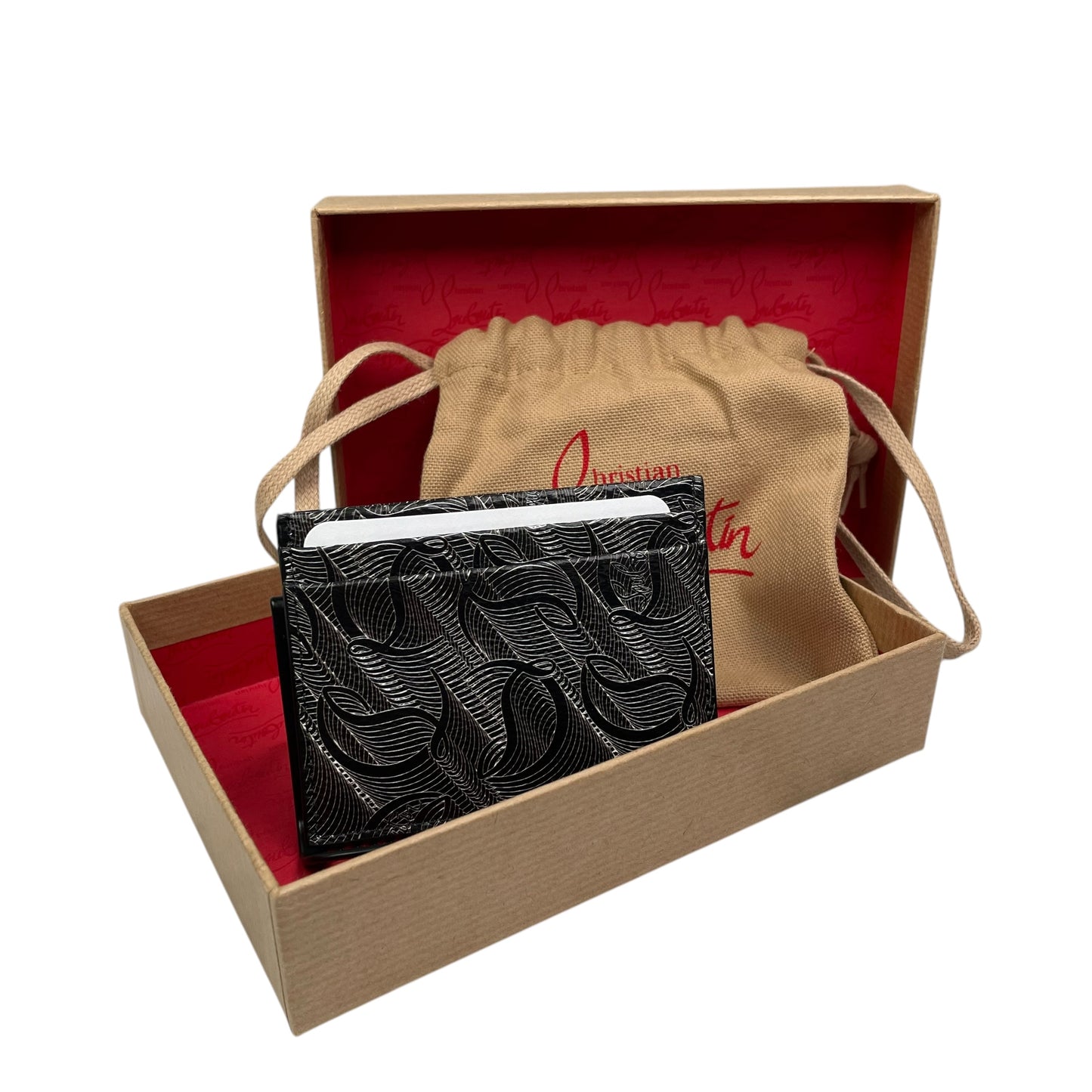 Christian Louboutin KIOS CL Signature Metallic Monogram Print Leather Card Case