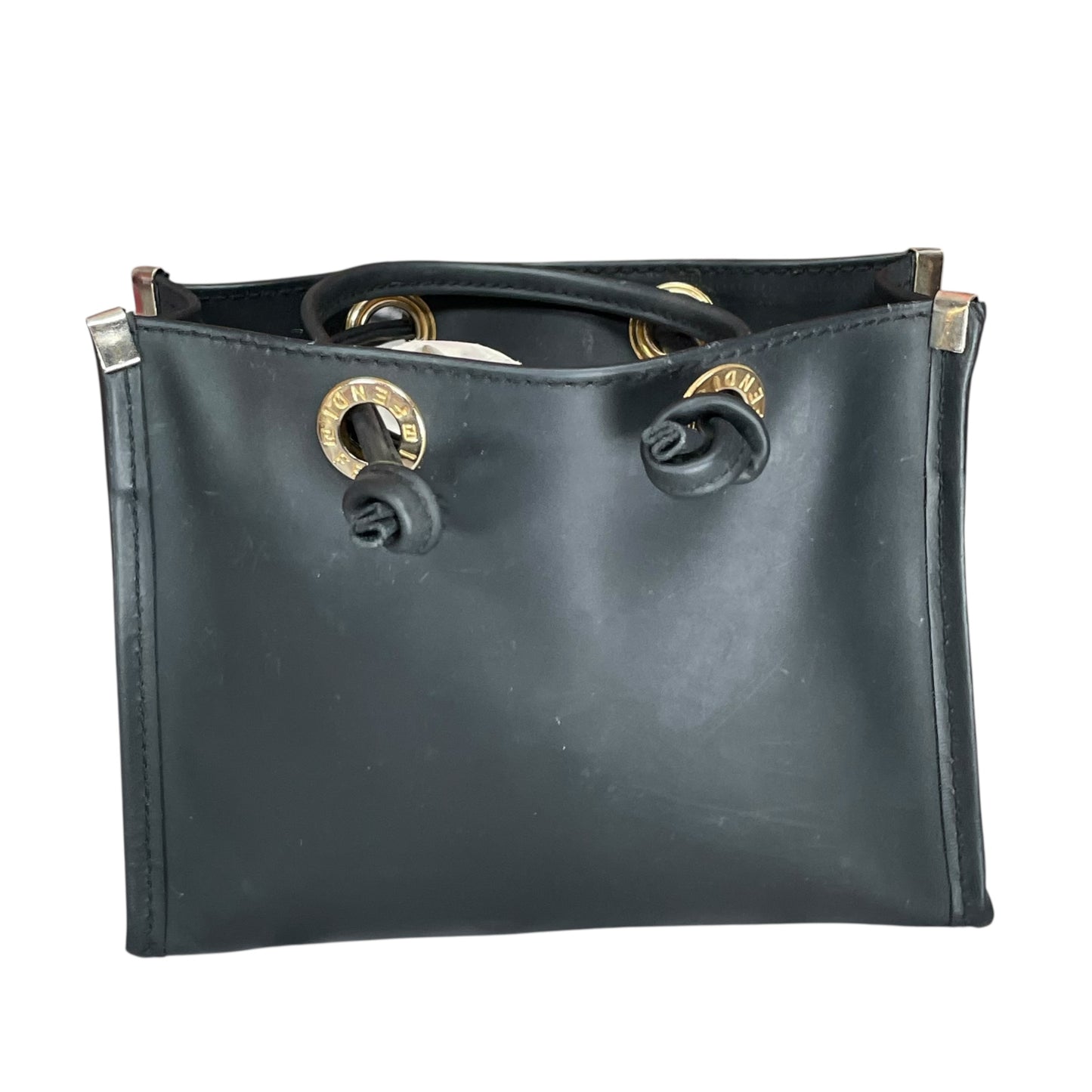 Fendi Mini Micro Fazzuolo Tote Black Matte GHW Vinyl Shopper Tote