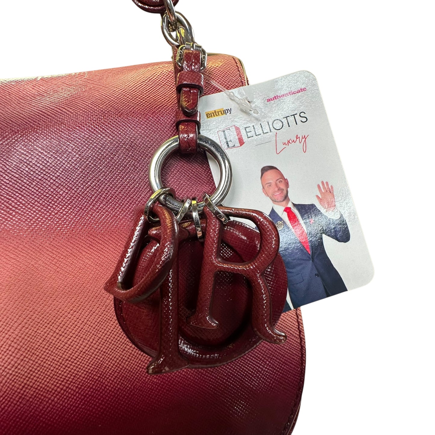 Christian Dior Dune Burgundy Pink Hombre Saffiano Coated Top Handle Crossbody