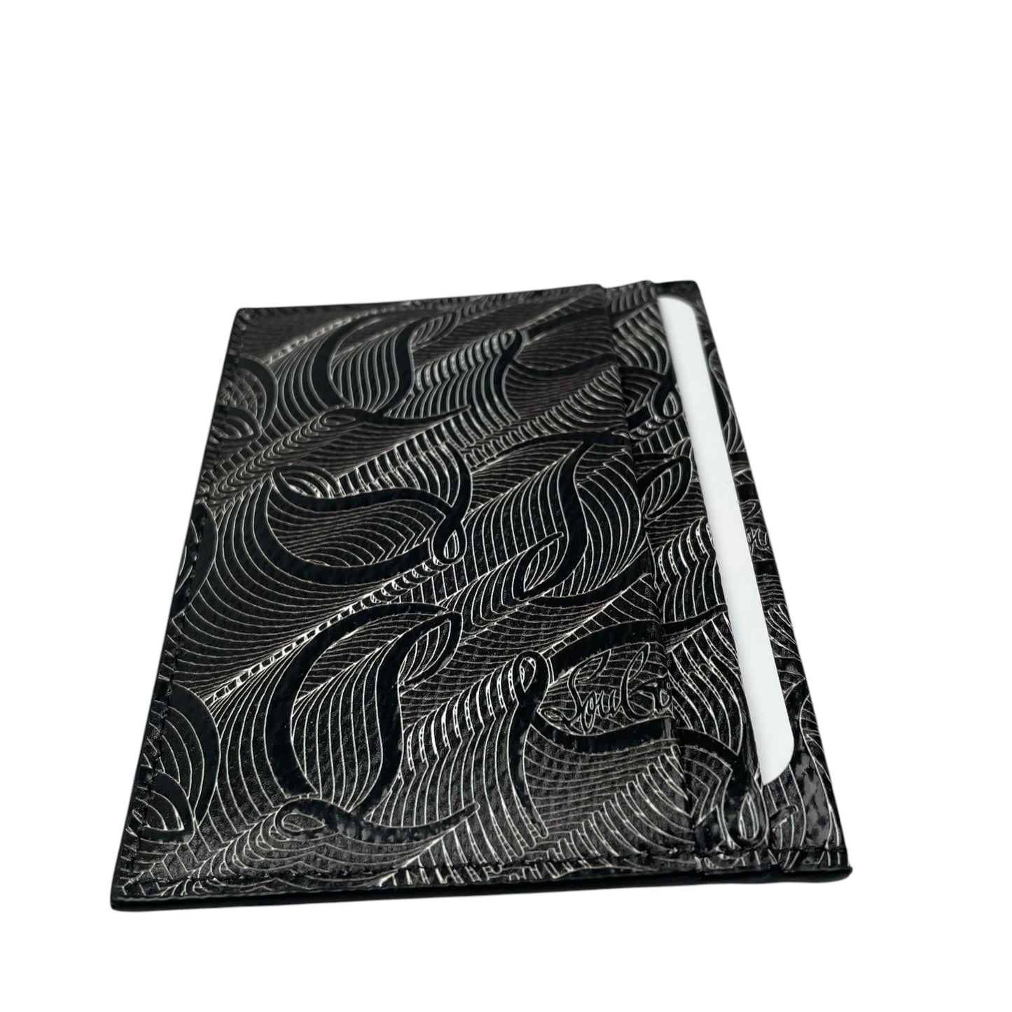 Christian Louboutin KIOS CL Signature Metallic Monogram Print Leather Card Case