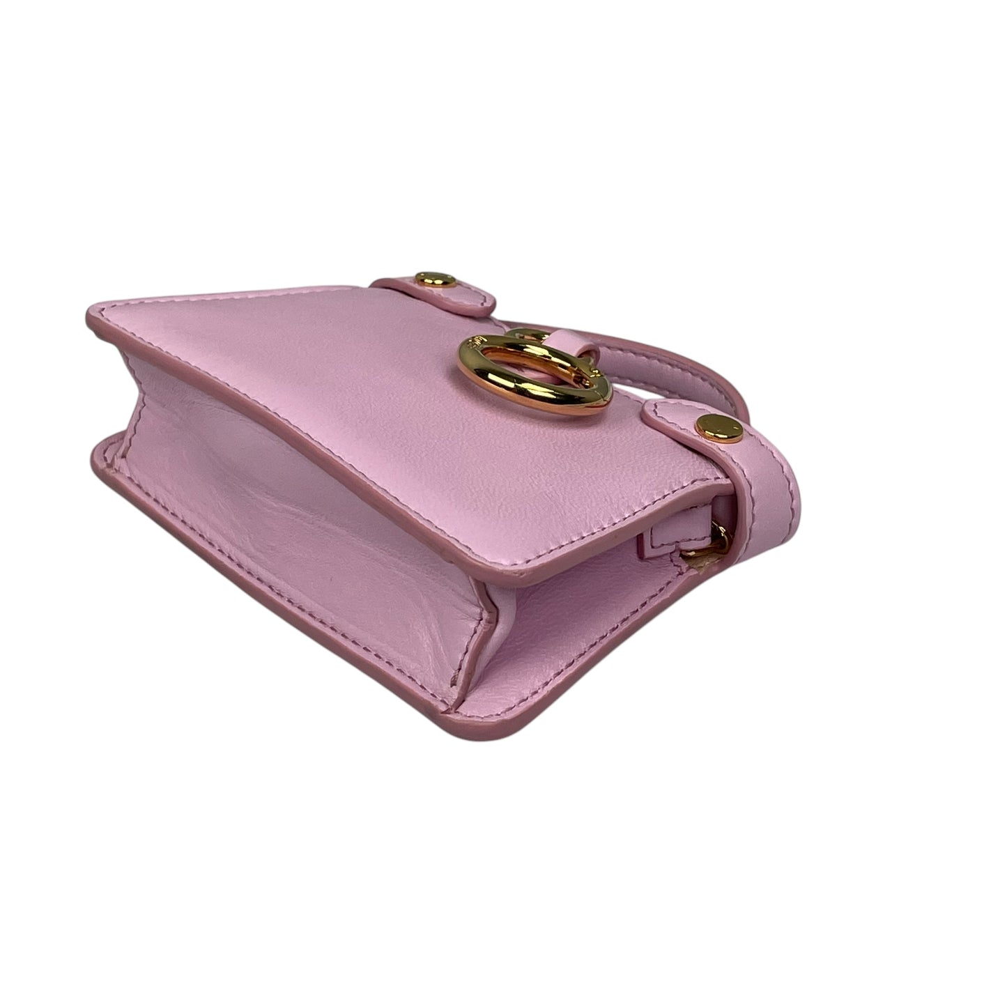 Fendi Peekaboo Micro Nappa Leather Pink Pico Gold Turn-Lock Key Chain Charm Adjustable Purse