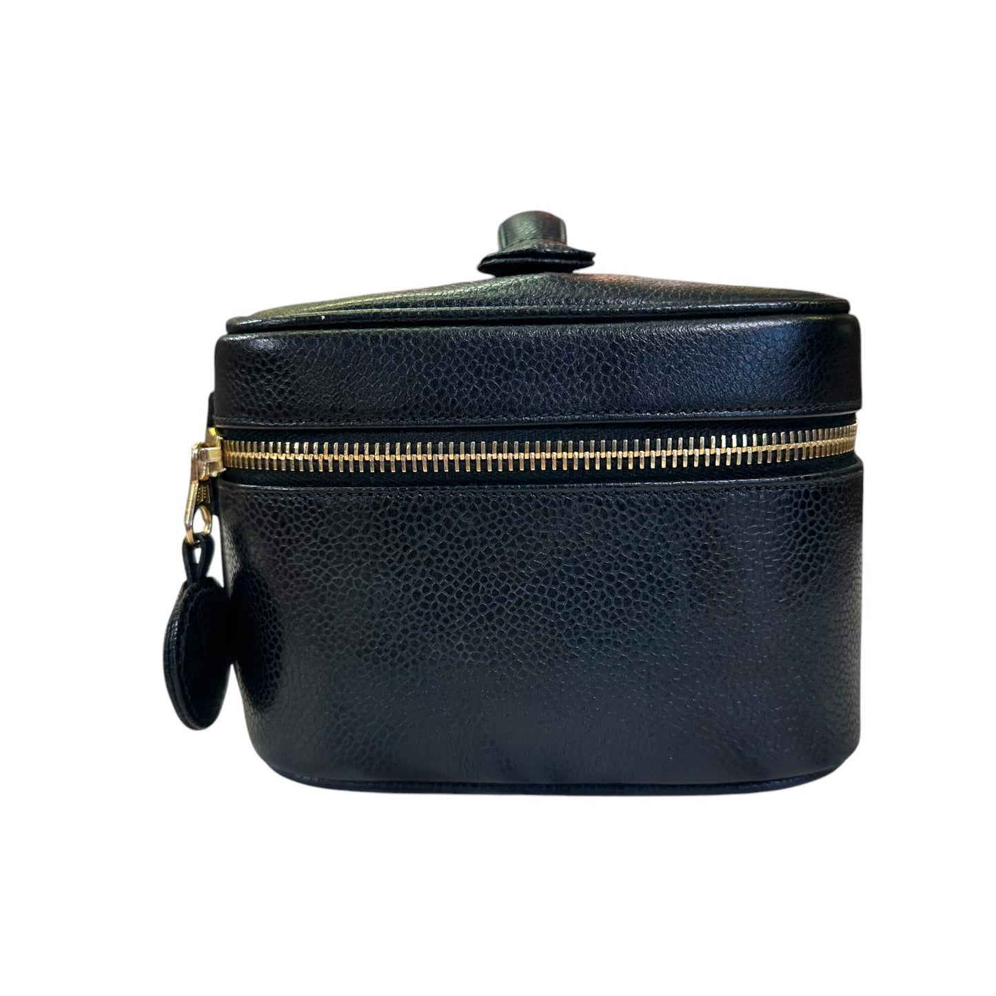 Chanel CC Black Timeless Caviar Rectangular Small Cosmetic Travel Case Top Handle