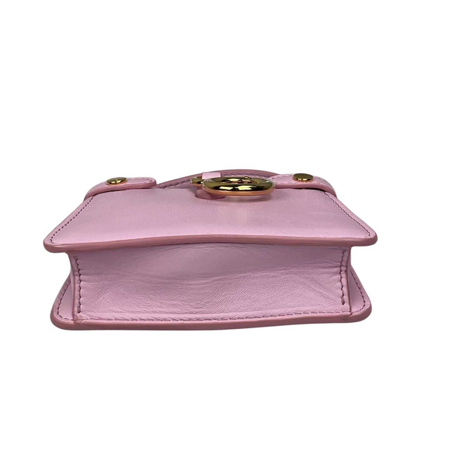 Fendi Peekaboo Micro Nappa Leather Pink Pico Gold Turn-Lock Key Chain Charm Adjustable Purse