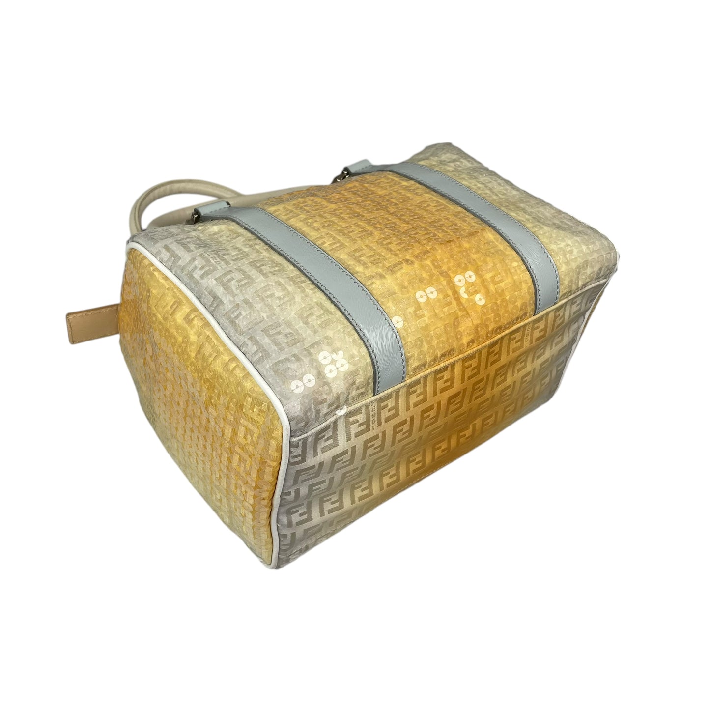 Fendi Zucchino Monogram Forever Sequin Small Leather Yellow Hombre Boston Purse