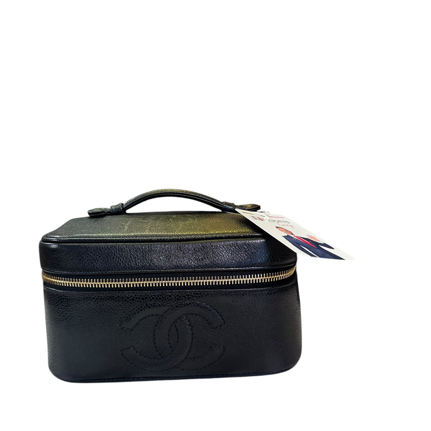 Chanel CC Black Timeless Caviar Rectangular Small Cosmetic Travel Case Top Handle