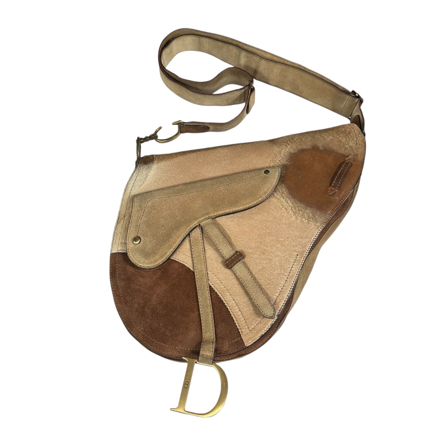 Christian Dior Saddlebag Suede Leather Tooled Floral XL Crossbody Flap Messenger Bag
