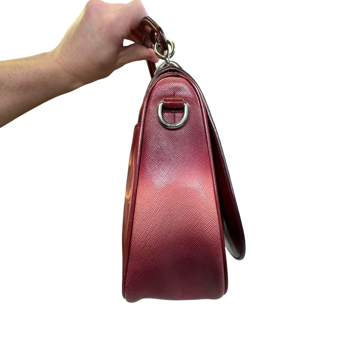 Christian Dior Dune Burgundy Pink Hombre Saffiano Coated Top Handle Crossbody