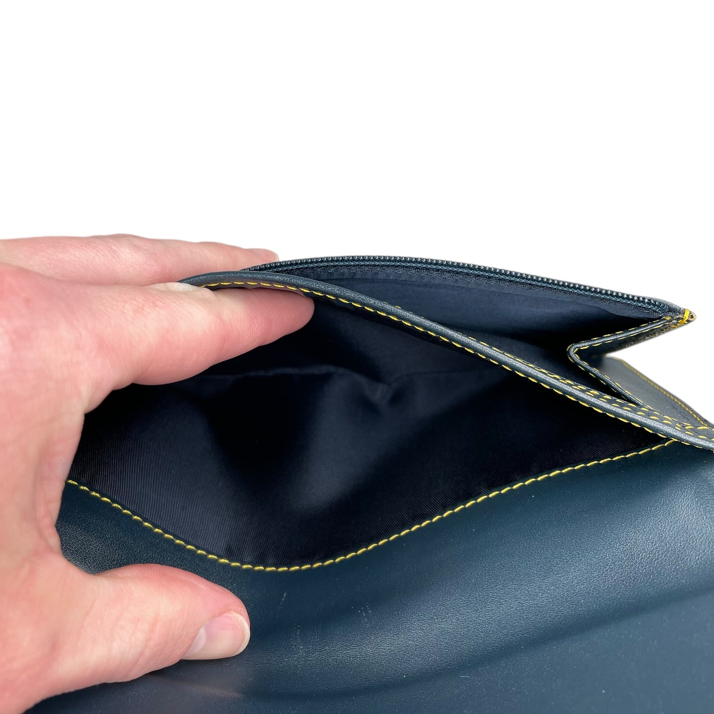 Christian Dior Blue Saddle Bag Large Oblique Trotter Canvas Leather Tri-Fold Wallet