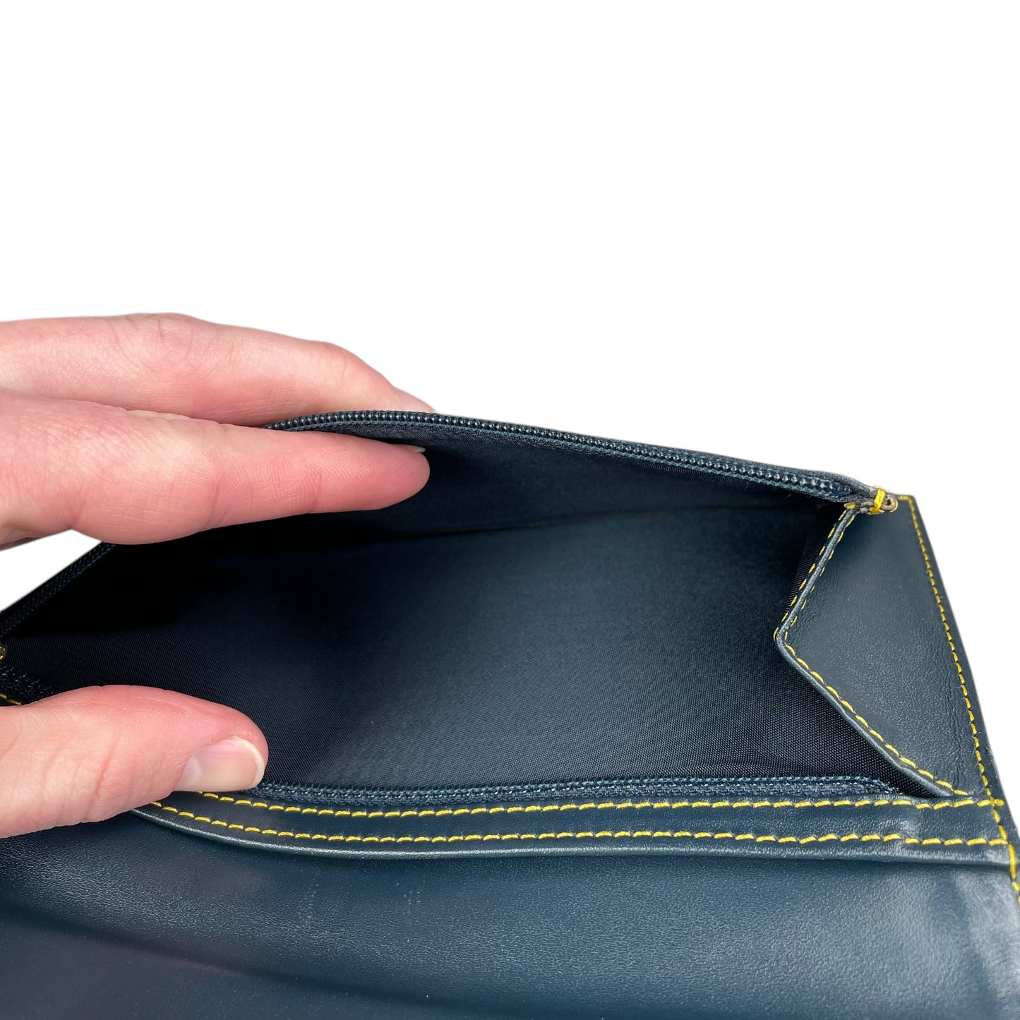 Christian Dior Blue Saddle Bag Large Oblique Trotter Canvas Leather Tri-Fold Wallet