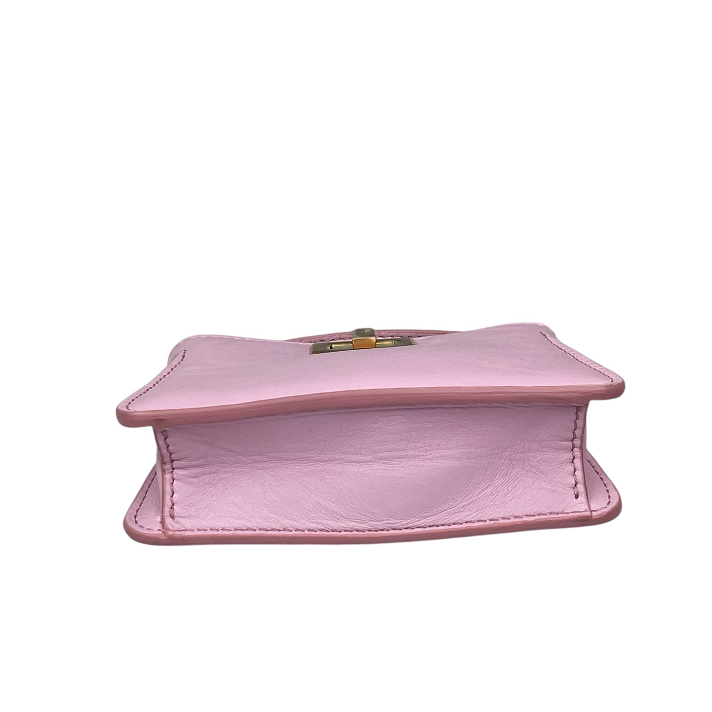 Fendi Peekaboo Micro Nappa Leather Pink Pico Gold Turn-Lock Key Chain Charm Adjustable Purse