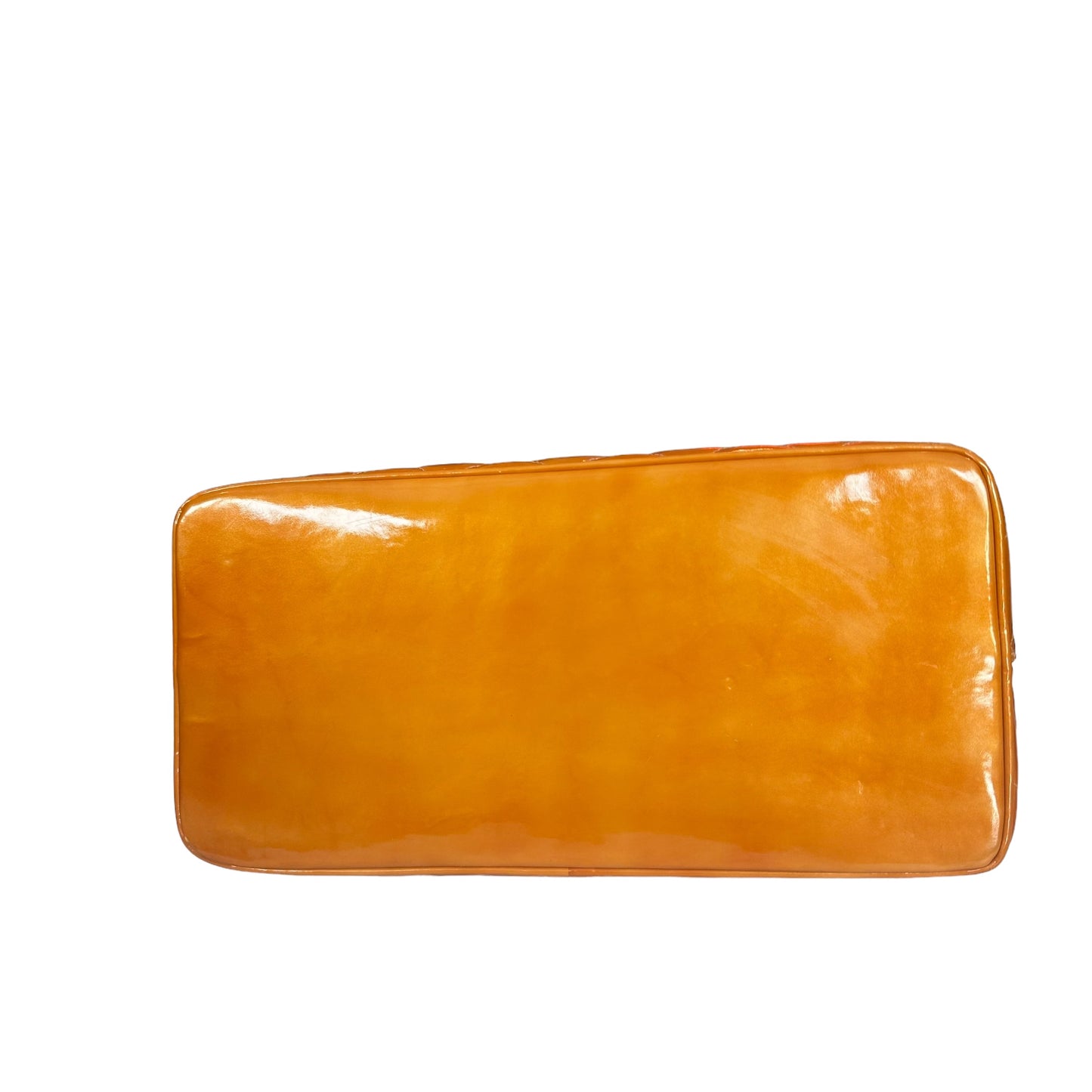 Chanel CC Tangerine Metallic Orange Patent Hombre Medallion Trapezoid Purse