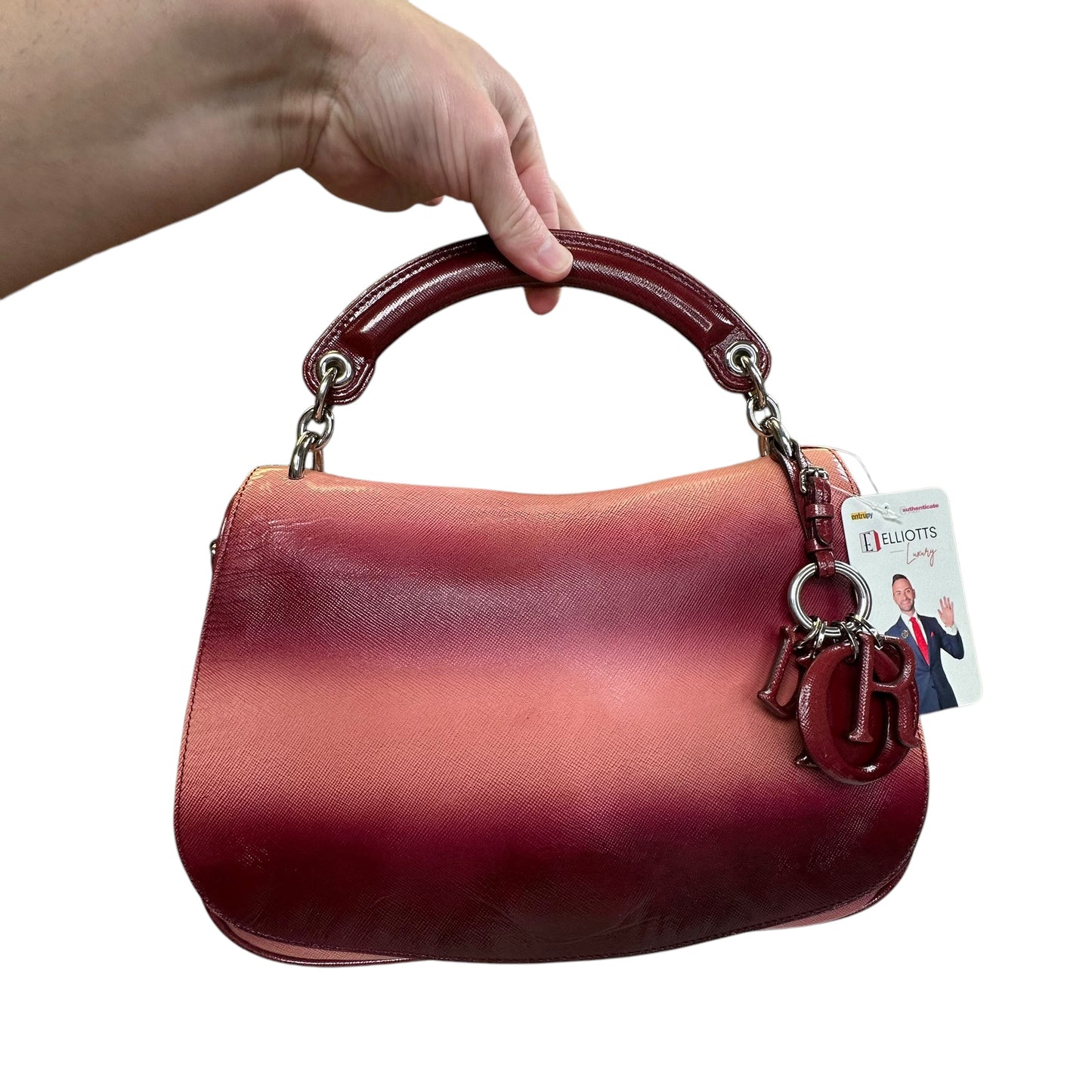 Christian Dior Dune Burgundy Pink Hombre Saffiano Coated Top Handle Crossbody