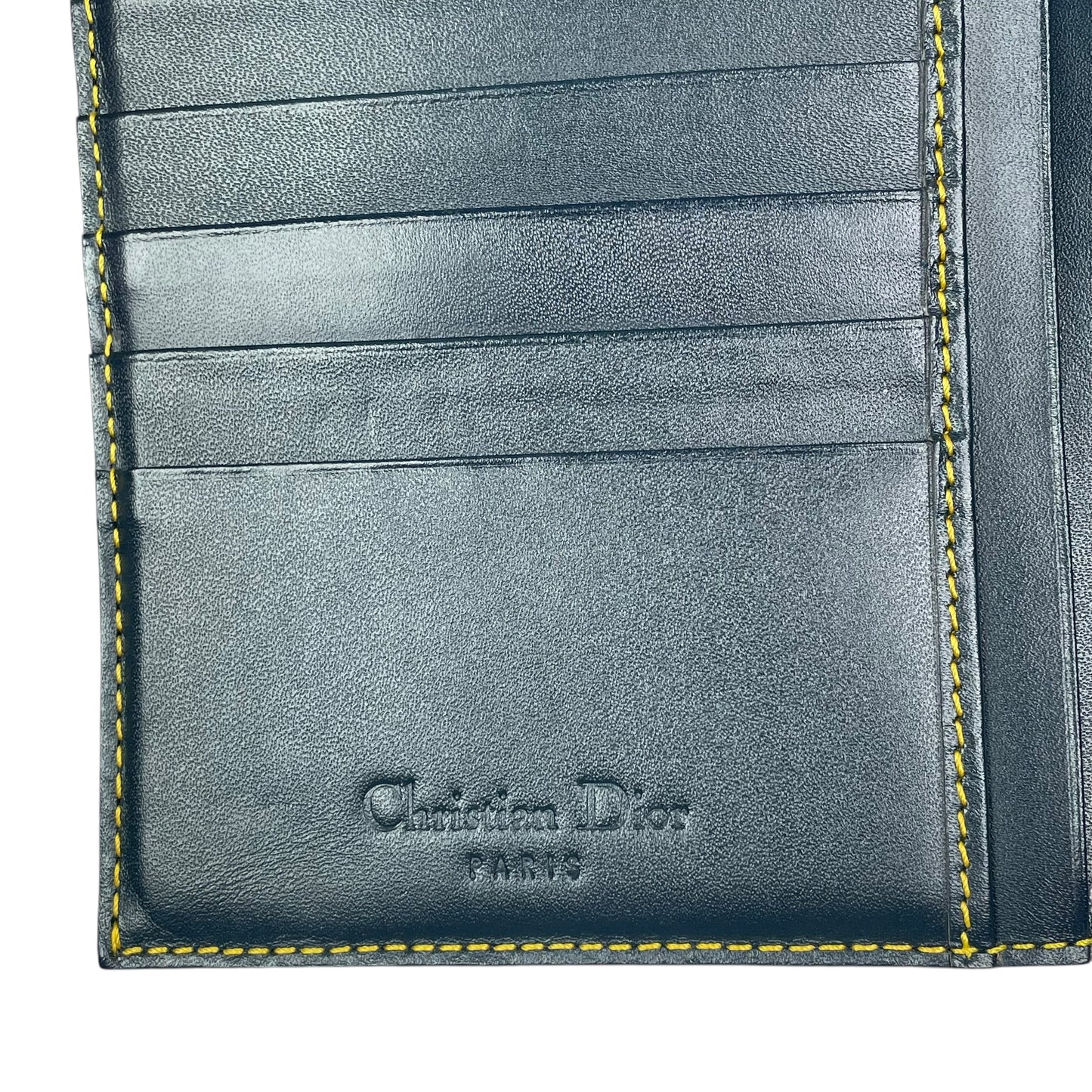 Christian Dior Blue Saddle Bag Large Oblique Trotter Canvas Leather Tri-Fold Wallet