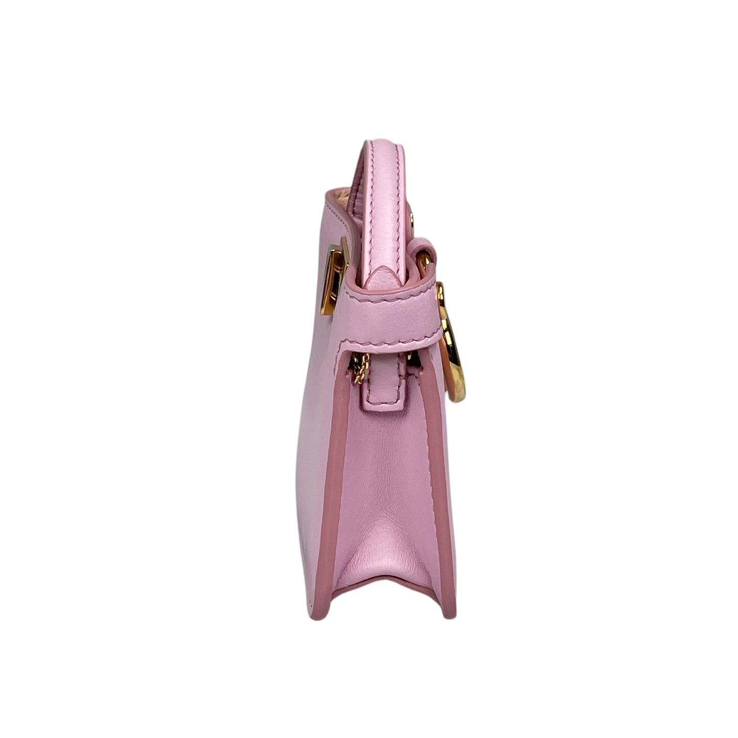 Fendi Peekaboo Micro Nappa Leather Pink Pico Gold Turn-Lock Key Chain Charm Adjustable Purse
