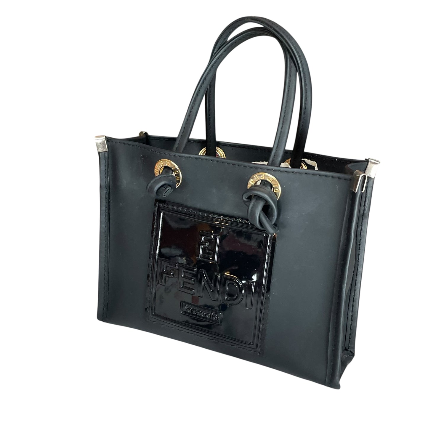 Fendi Mini Micro Fazzuolo Tote Black Matte GHW Vinyl Shopper Tote