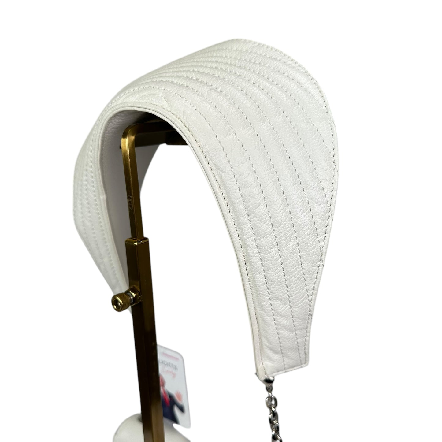 Christian Louboutin Double Flap Studded Strap Shoulder White Leather Small Purse
