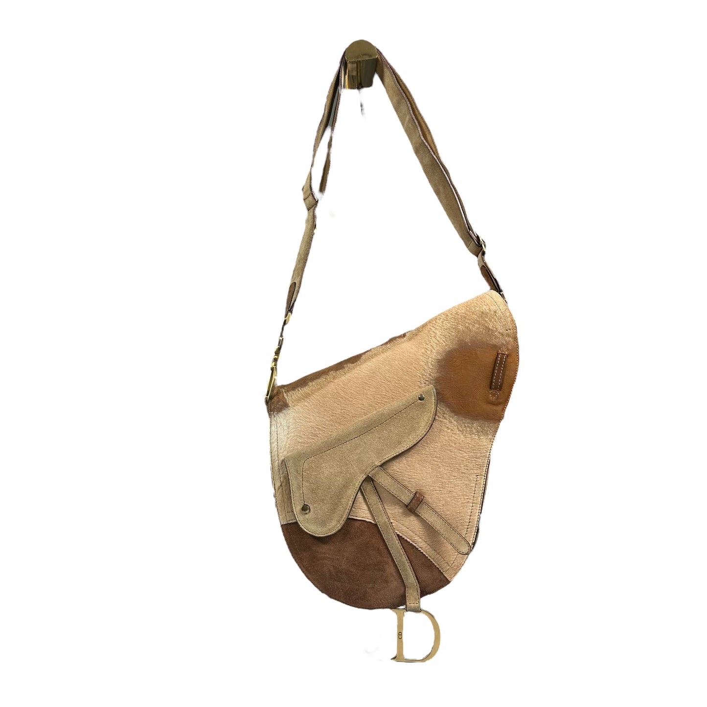 Christian Dior Saddlebag Suede Leather Tooled Floral XL Crossbody Flap Messenger Bag