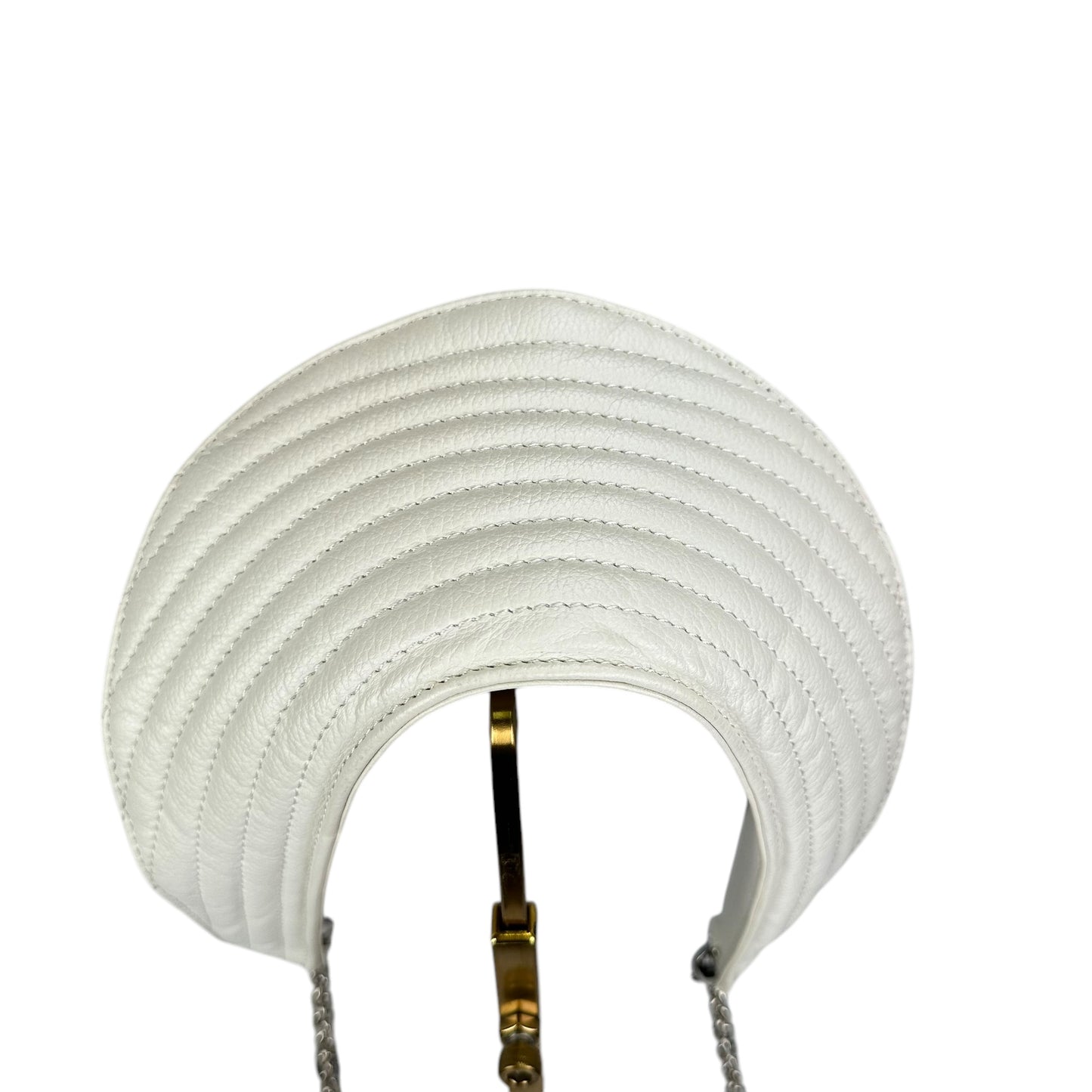 Christian Louboutin Double Flap Studded Strap Shoulder White Leather Small Purse