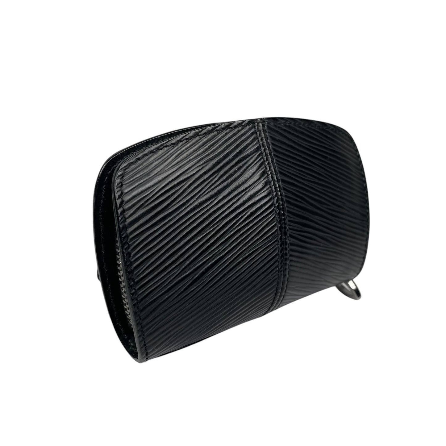Louis Vuitton Black Epi Leather Silver Demi Lune Pill Lip Stick Coin Zip Purse
