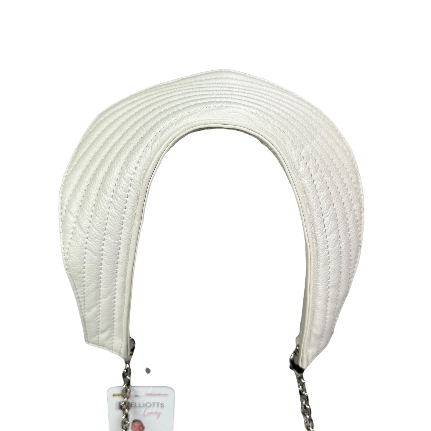 Christian Louboutin Double Flap Studded Strap Shoulder White Leather Small Purse