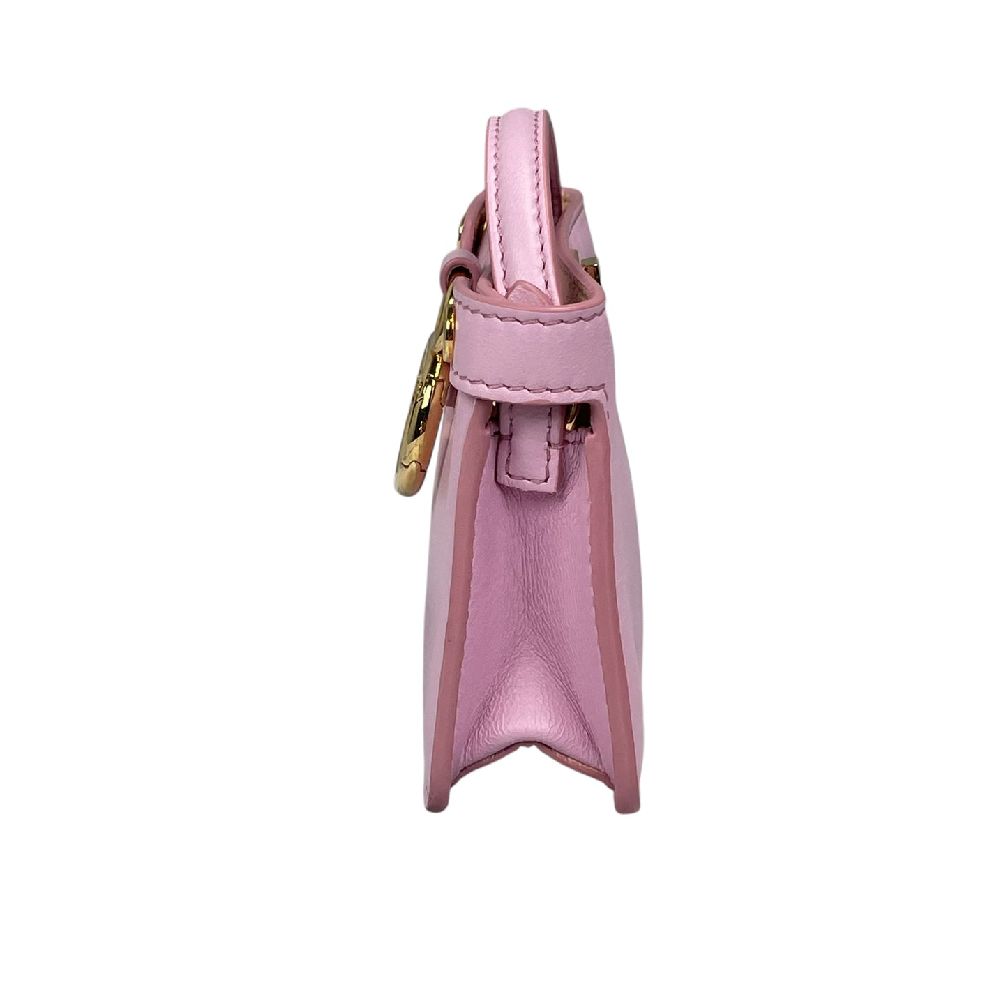 Fendi Peekaboo Micro Nappa Leather Pink Pico Gold Turn-Lock Key Chain Charm Adjustable Purse