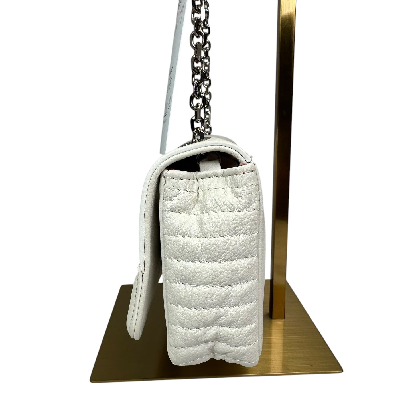Christian Louboutin Double Flap Studded Strap Shoulder White Leather Small Purse