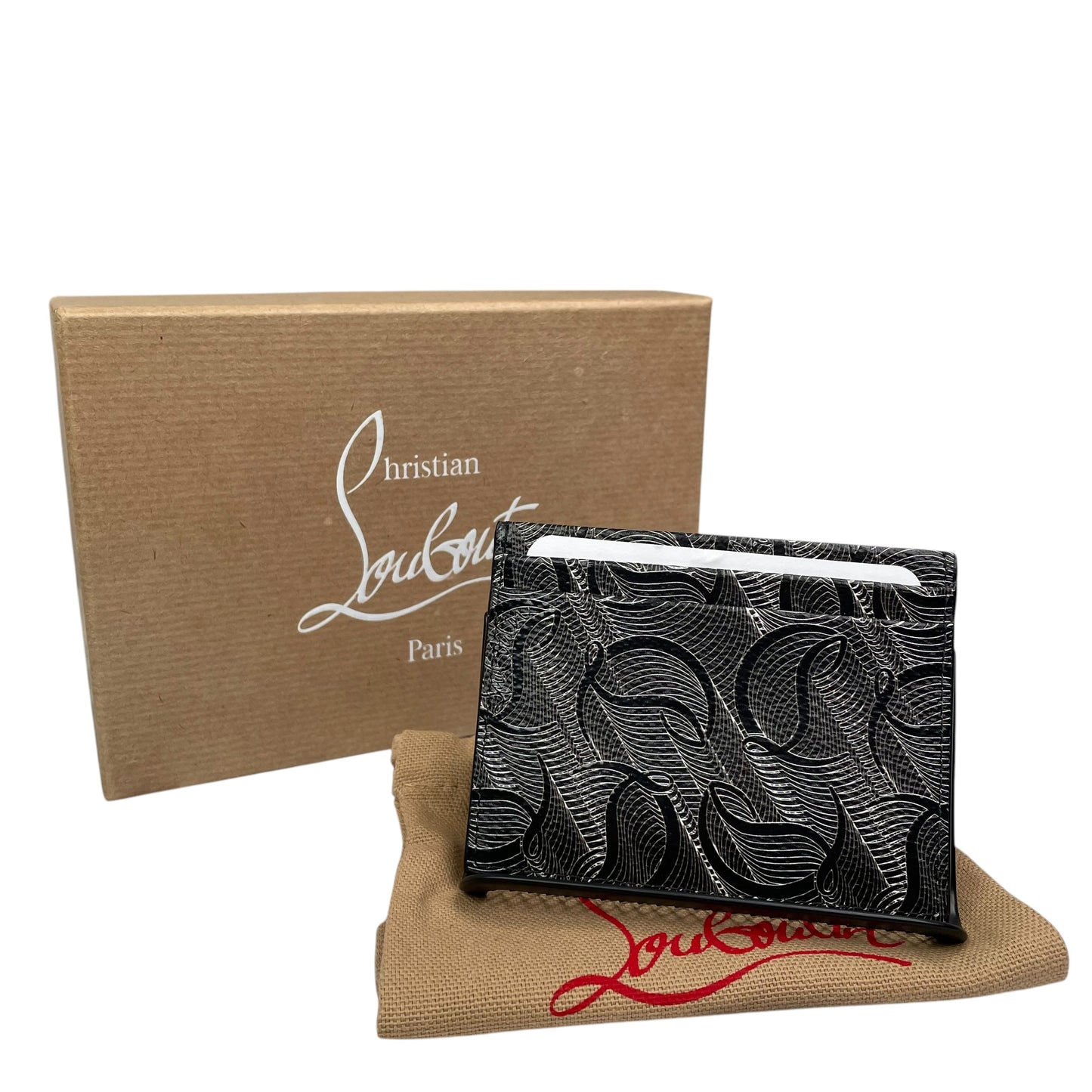 Christian Louboutin KIOS CL Signature Metallic Monogram Print Leather Card Case