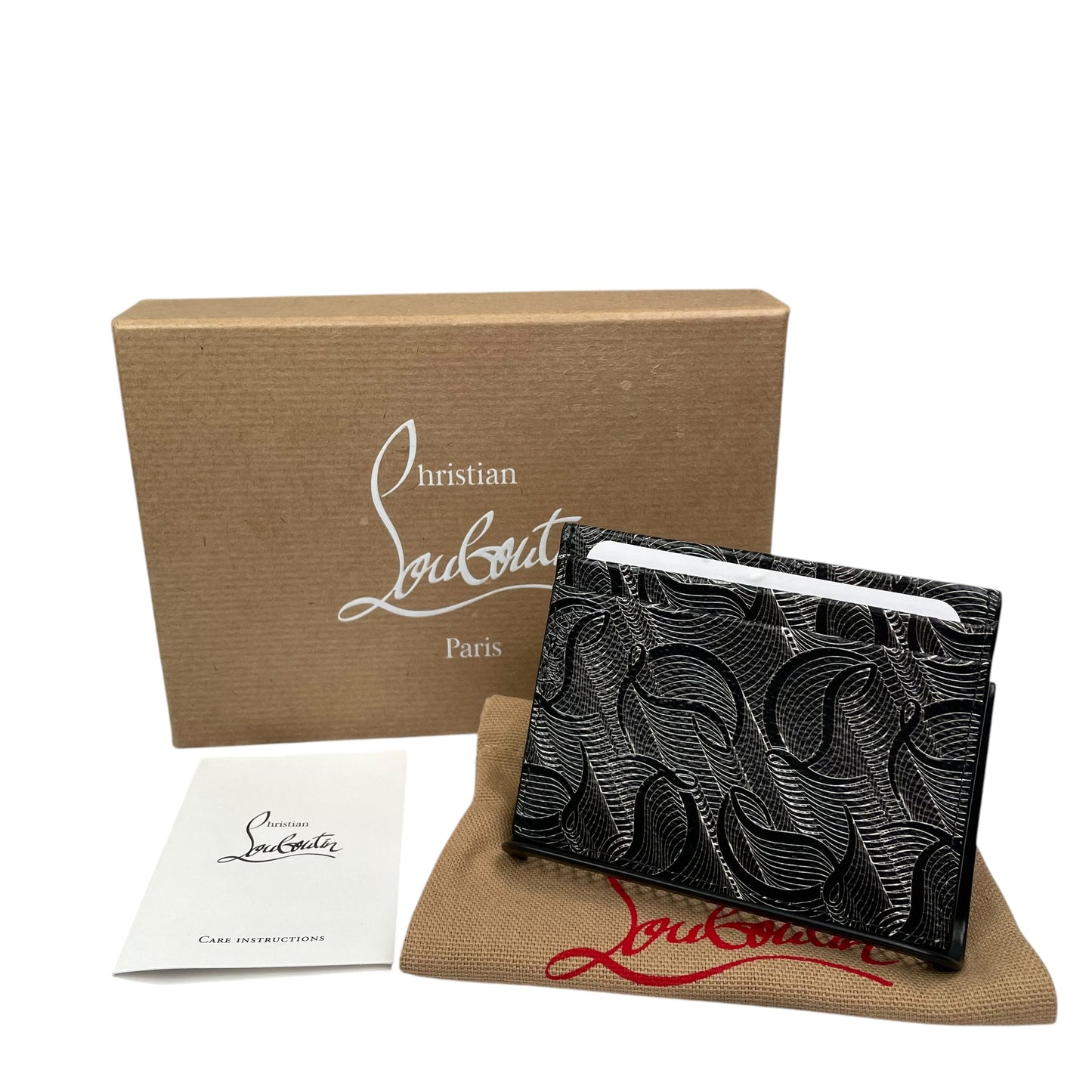 Christian Louboutin KIOS CL Signature Metallic Monogram Print Leather Card Case