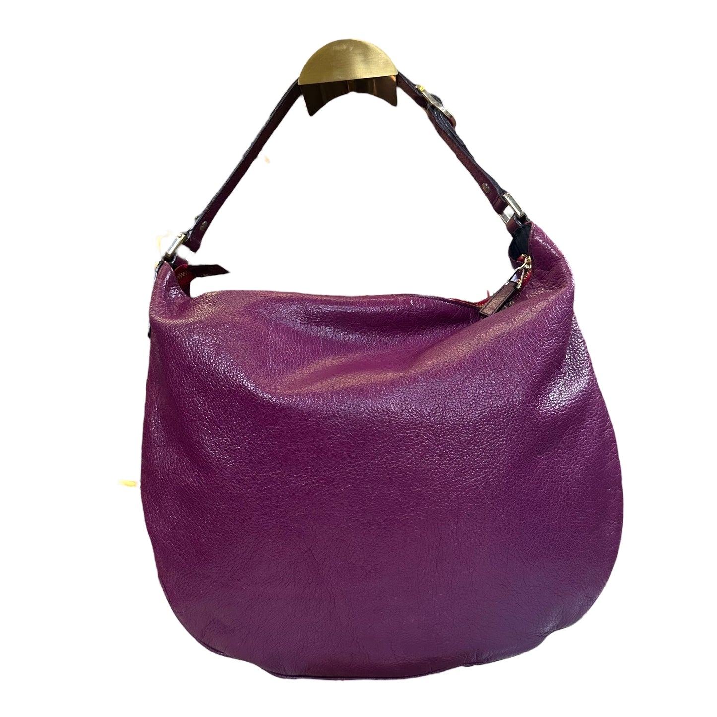 Gucci GG Blondie Hobo Shoulder Purple Gold Leather Tone Zip Hardware Purse