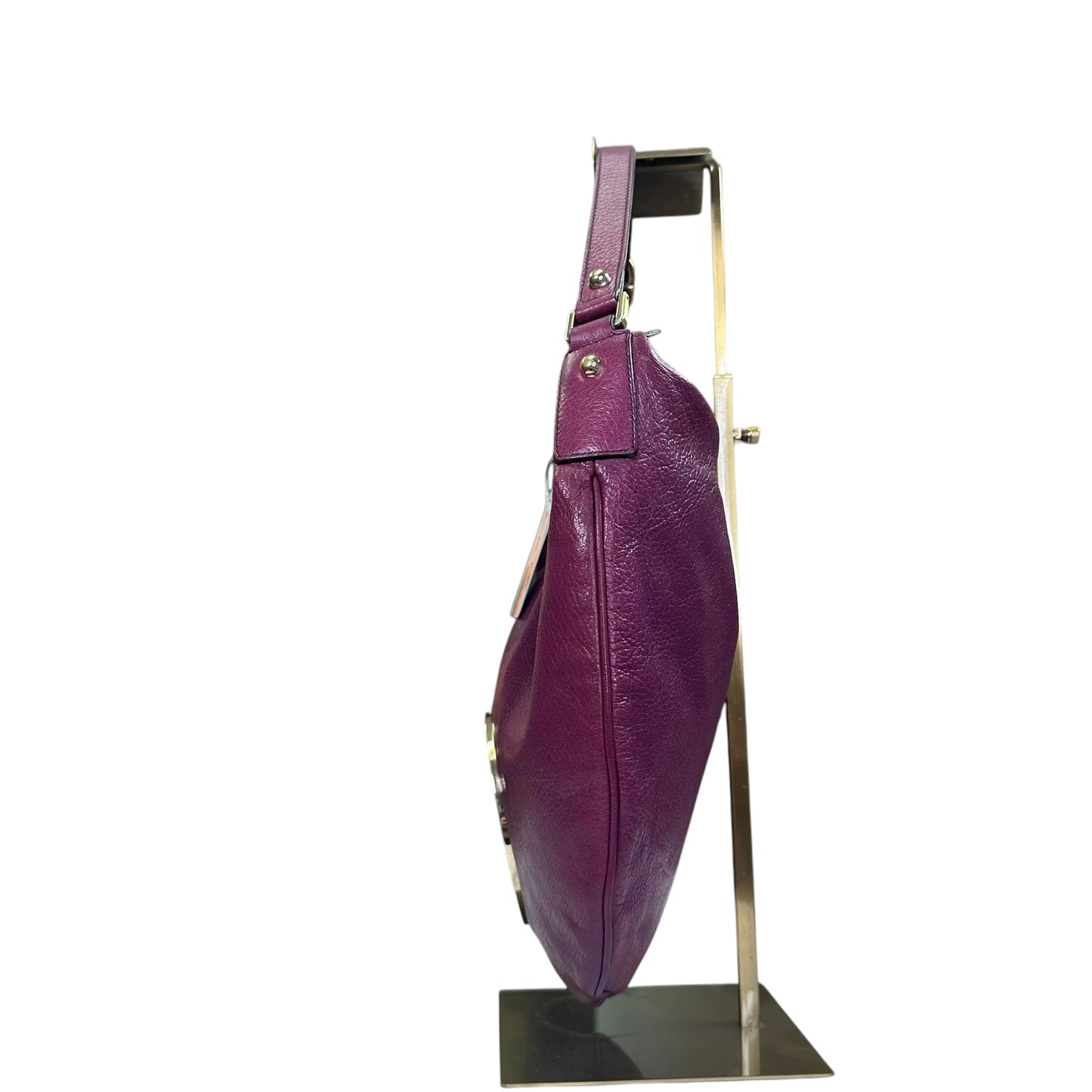 Gucci GG Blondie Hobo Shoulder Purple Gold Leather Tone Zip Hardware Purse
