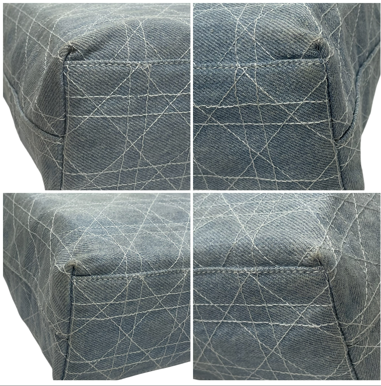 Christian Dior Denim Light Blue Acrylic Handle Silver Hardware Multi-Compartment Large Tote Purse