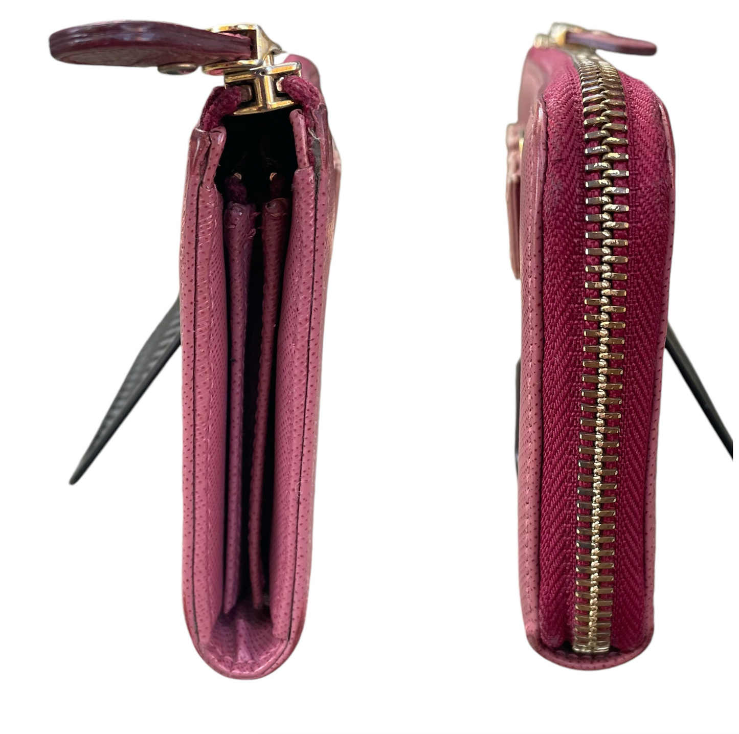Salvatore Ferragamo Saffiano Purple Vara Ribbon Bow Zip Around Long Wallet