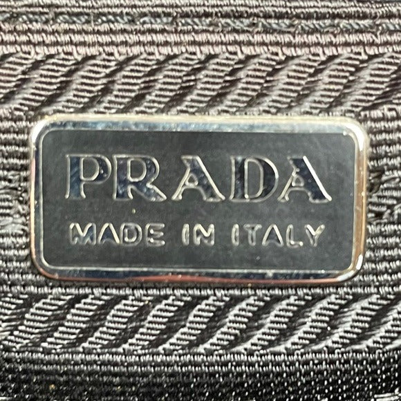 Prada Tri Color Way Silver Blue Green BowTie Quilted Shoulder Metallic Z…