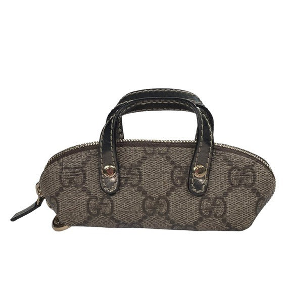 Gucci GG Canvas Micro Mini Metallic Leather KeyChain Lipstick Lighter Purse Bag