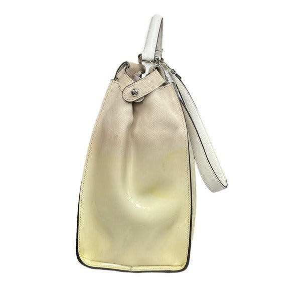 Fendi XL Peek-A-Boo Suede Patent Leather Multi Textile White Yellow Mega Bag