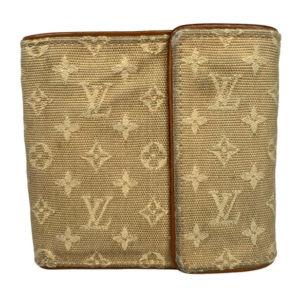 Louis Vuitton Min Lin Canvas Butterscotch Tri-Fold Card Cash Coin Snap Wallet