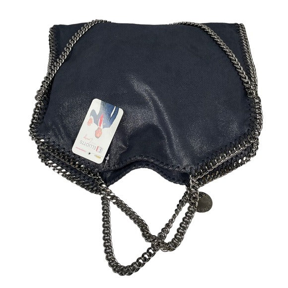 Stella McCartney Vegan Midnight Blue Metallic Chain Large Shoulder Purse Hobo