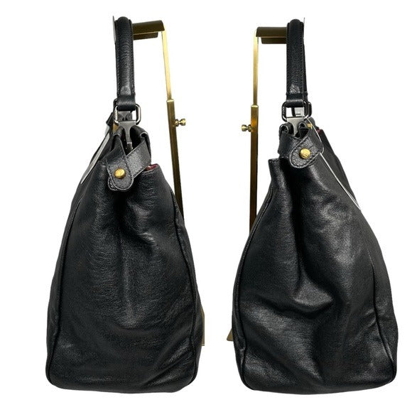 Fendi Black Leather Large Peek-A-Boo Exotic Turn-Key Top Handle Purse To…