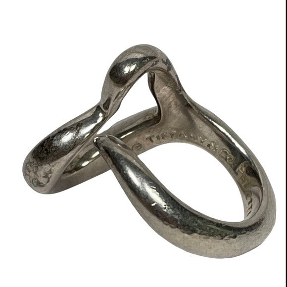 Tiffany & Co. Sterling Silver 925 Elsa Classic Peretti Open Heart Pinky Ring 4
