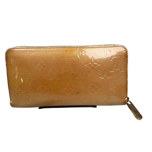 Louis Vuitton Monogram Vernis Harvest Wheat Gold Zip Around Long Wallet