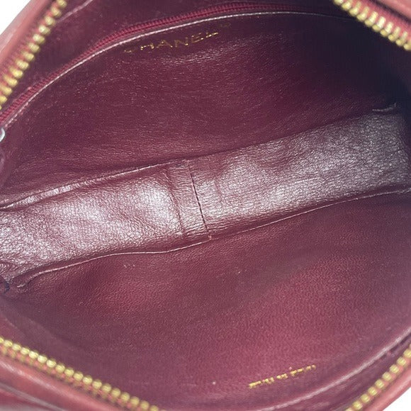 Chanel CC Lambskin Bordeaux Quilted Crossbody 24K Plated Chain Tassel Purse Bag