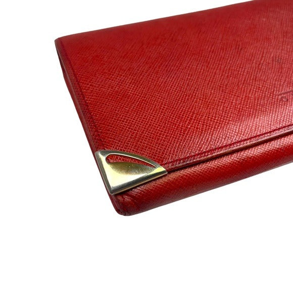 Givenchy Taiga Leather Paprika Red Long Metal Corner Flap Kiss Lock Wallet