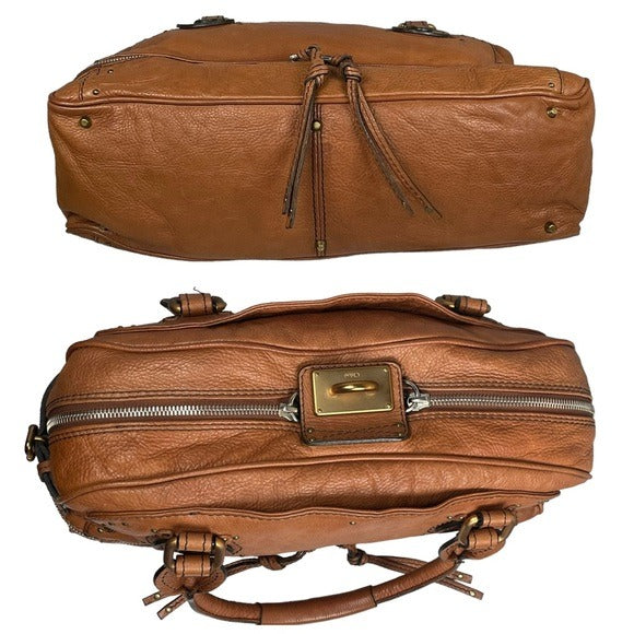 Chloe Chestnut XL Paddington Boston Duffel Under Carriage Leather
