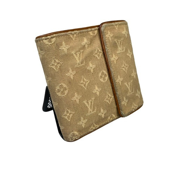 Louis Vuitton Min Lin Canvas Butterscotch Tri-Fold Card Cash Coin Snap Wallet
