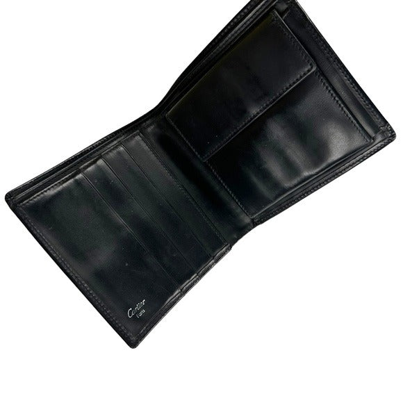 Cartier Pasha Black Leather Mens Bi-Fold Wallet