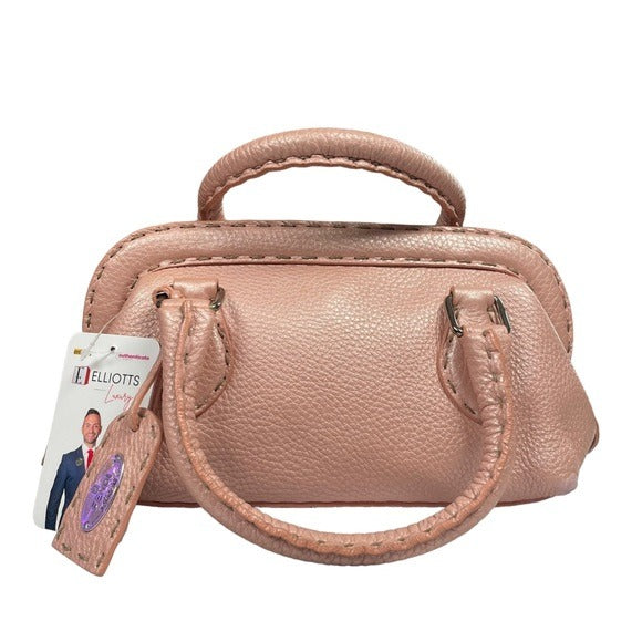 Fendi Pearlescent Pink Leather Mini Selleria Sterling Silver Hardware Zip Purse