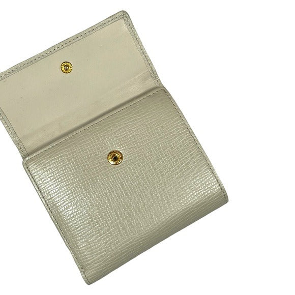 Nina Ricci Leather Kiss-Lock Compact Tri-Fold Wallet Gold-Tone Snappy Wallet
